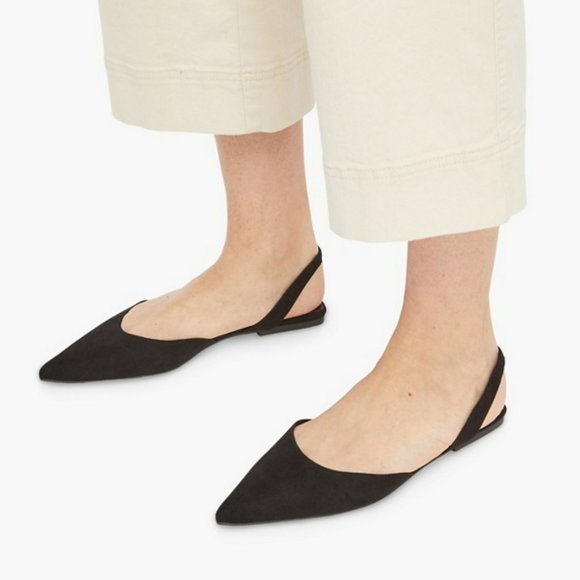 JustFab womens slingback flats pointed toe black womens 8.5 minimalist capsule - Picture 3 of 8
